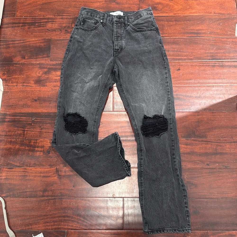 Kancan buttonfly black distressed jeans 5/26